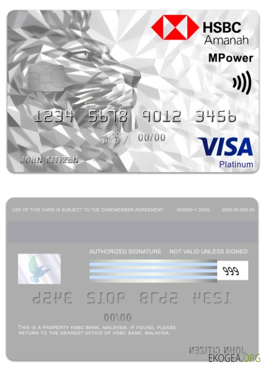 Malaisie HSBC Bank Carte de crédit Visa Amanah MPower Platinum